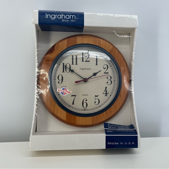 Vintage Ingraham Quartz Movement Functional Solid Pine Wall Clock USA made - Picture 2 of 12